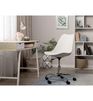 Bürostuhl Weiss Kunstleder mit Rollen Höhenverstellbar Modern