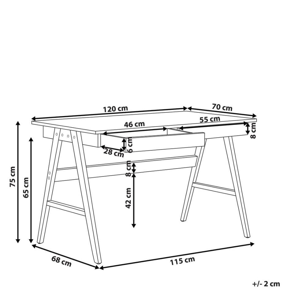 Table de bureau SHESLAY Marron foncé 120 cm 70 cm avec tiroirs