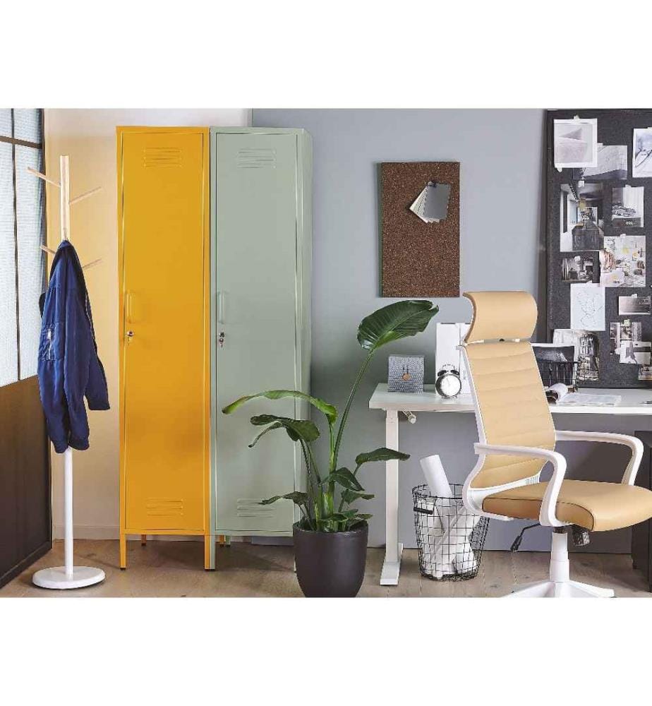 Vestiaire en Acier 1 Porte Jaune 185 cm de Hauteur Moderne Industriel