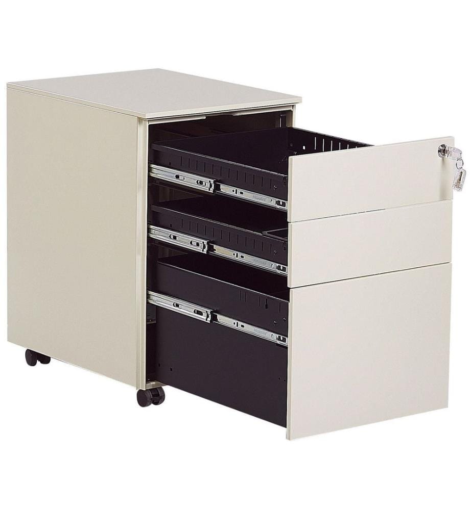 Caisson de Bureau en Acier Beige Clair Composé de Trois Tiroirs pour Rangement Dossiers Design Industriel