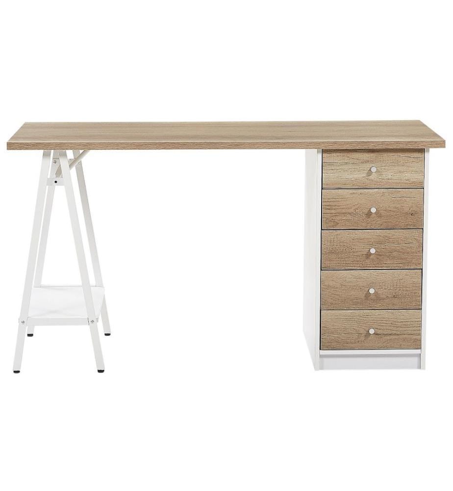 Scrivania HEBER Marrone/Bianco 140 cm 60 cm con Cassetti