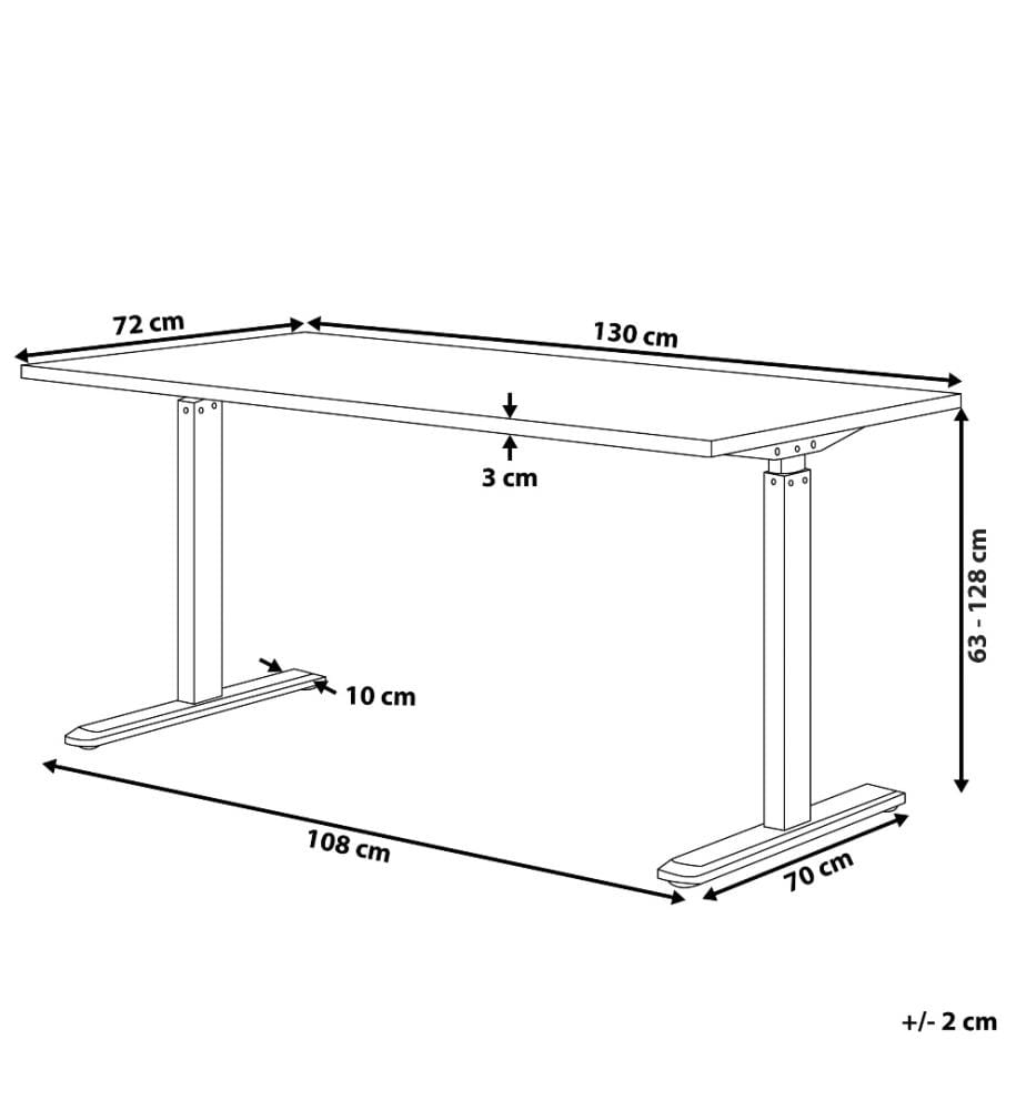 Bureau réglable en hauteur électriquement DESTIN II Gris/noir 130 cm 72 cm