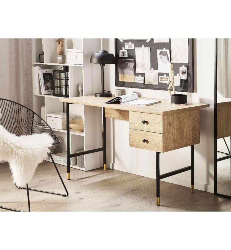 Table de bureau ABILEN Marron clair 120 cm 60 cm avec tiroirs
