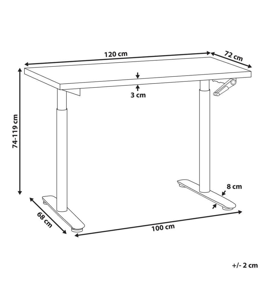 Bureau réglable en hauteur manuellement DESTINAS Marron/noir 120 cm 72 cm