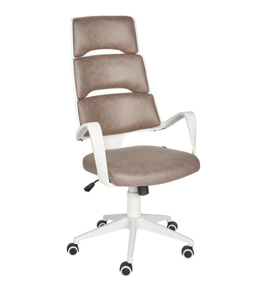 Chaise de Bureau en Tissu Gris et Blanc Siège Pivotant pour Ordinateur Siège Réglable Dossier Inclinable