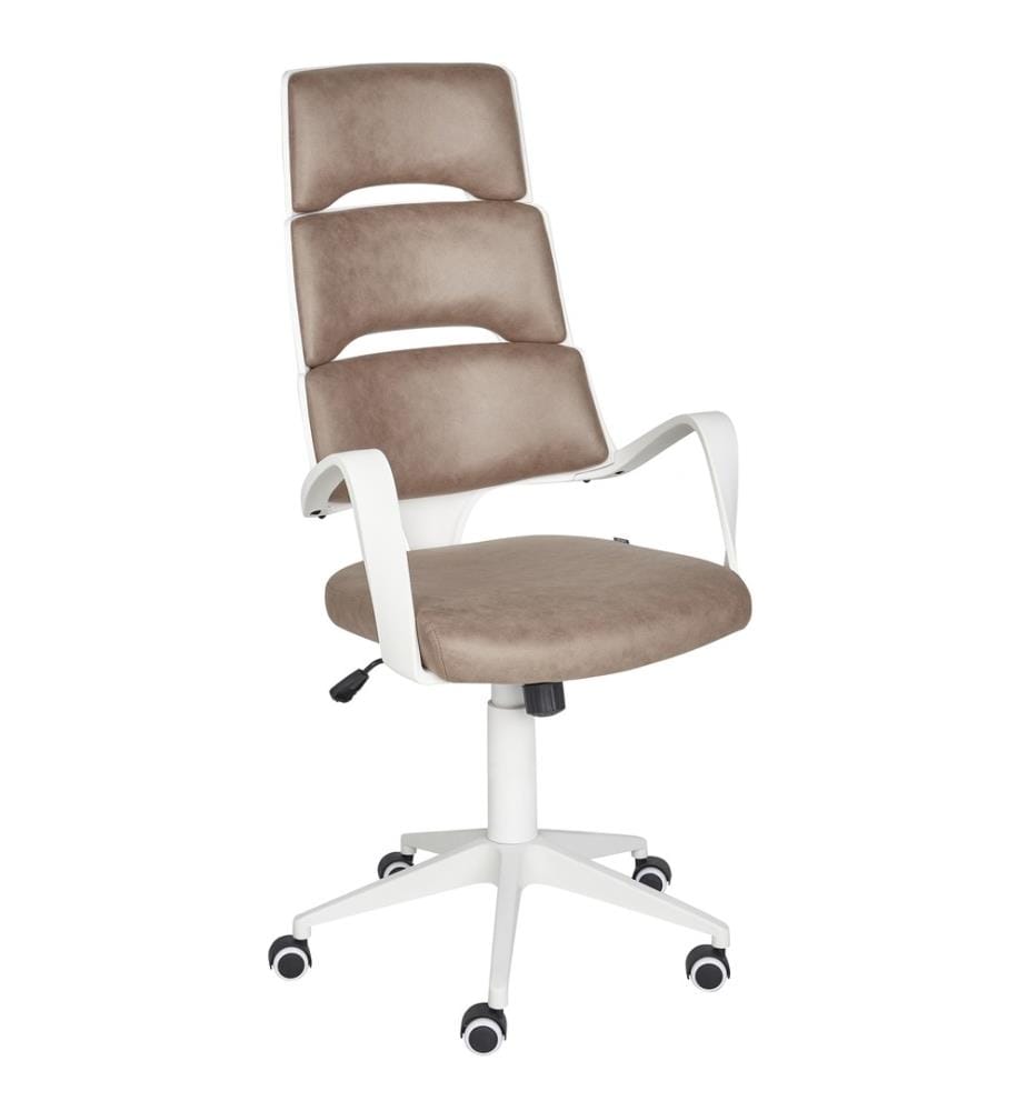 Chaise de Bureau en Tissu Gris et Blanc Siège Pivotant pour Ordinateur Siège Réglable Dossier Inclinable