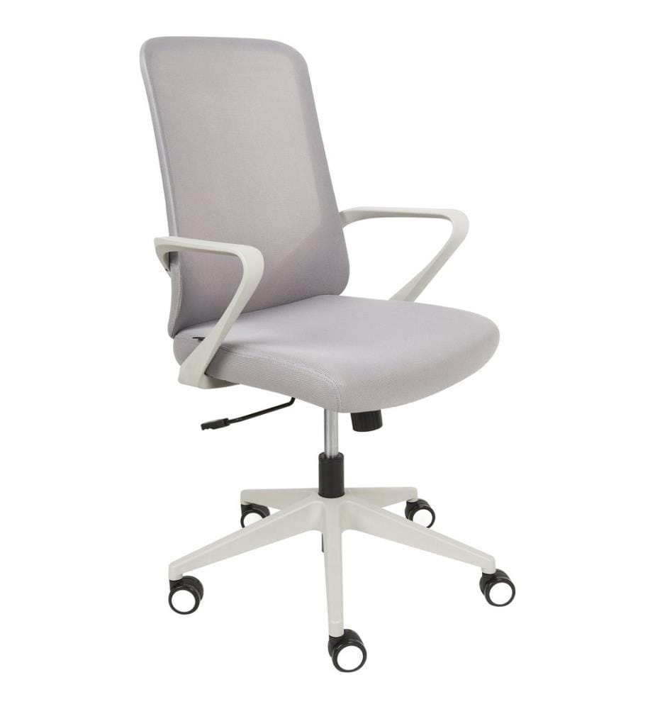Chaise de Bureau Grise en Tissu Pivotante Réglable en Hauteur et Inclinable