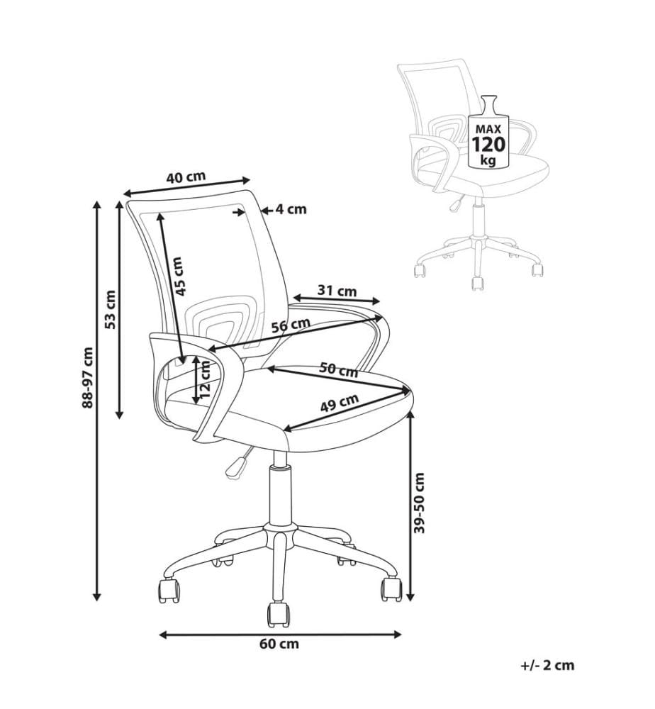 Chaise de Bureau Gris en Tissu Siège Pivotant et Réglable avec Dossier Inclinable pour Ordinateur Bureau