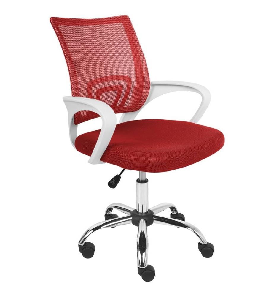 Chaise de Bureau Rouge en Tissu Siège Pivotant et Réglable avec Dossier Inclinable pour Ordinateur Bureau