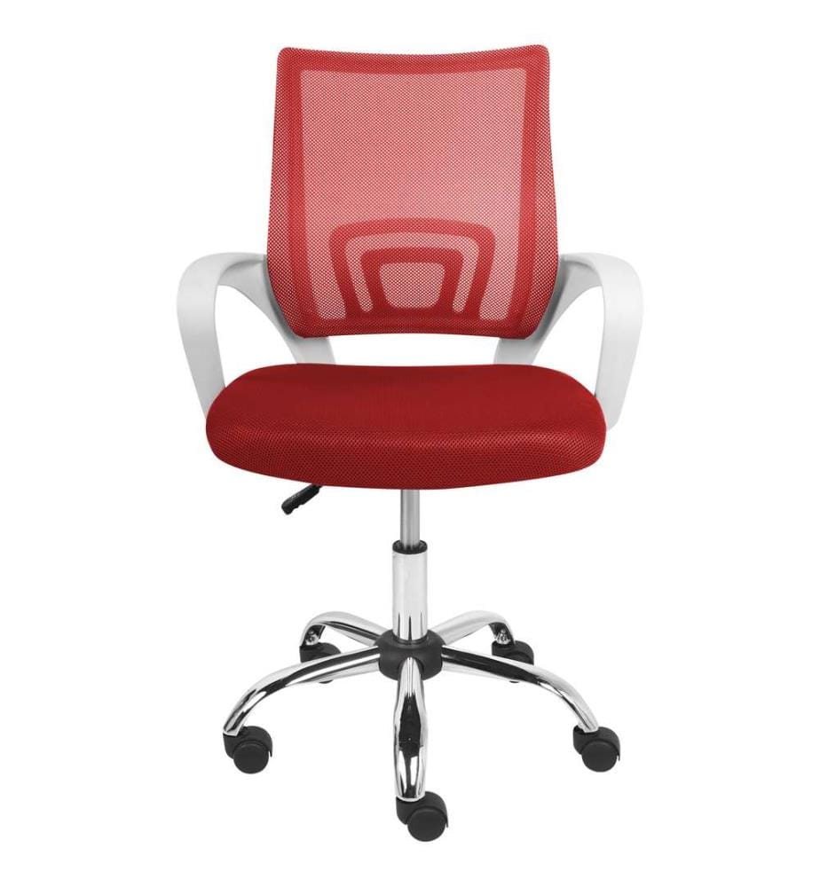 Chaise de Bureau Rouge en Tissu Siège Pivotant et Réglable avec Dossier Inclinable pour Ordinateur Bureau