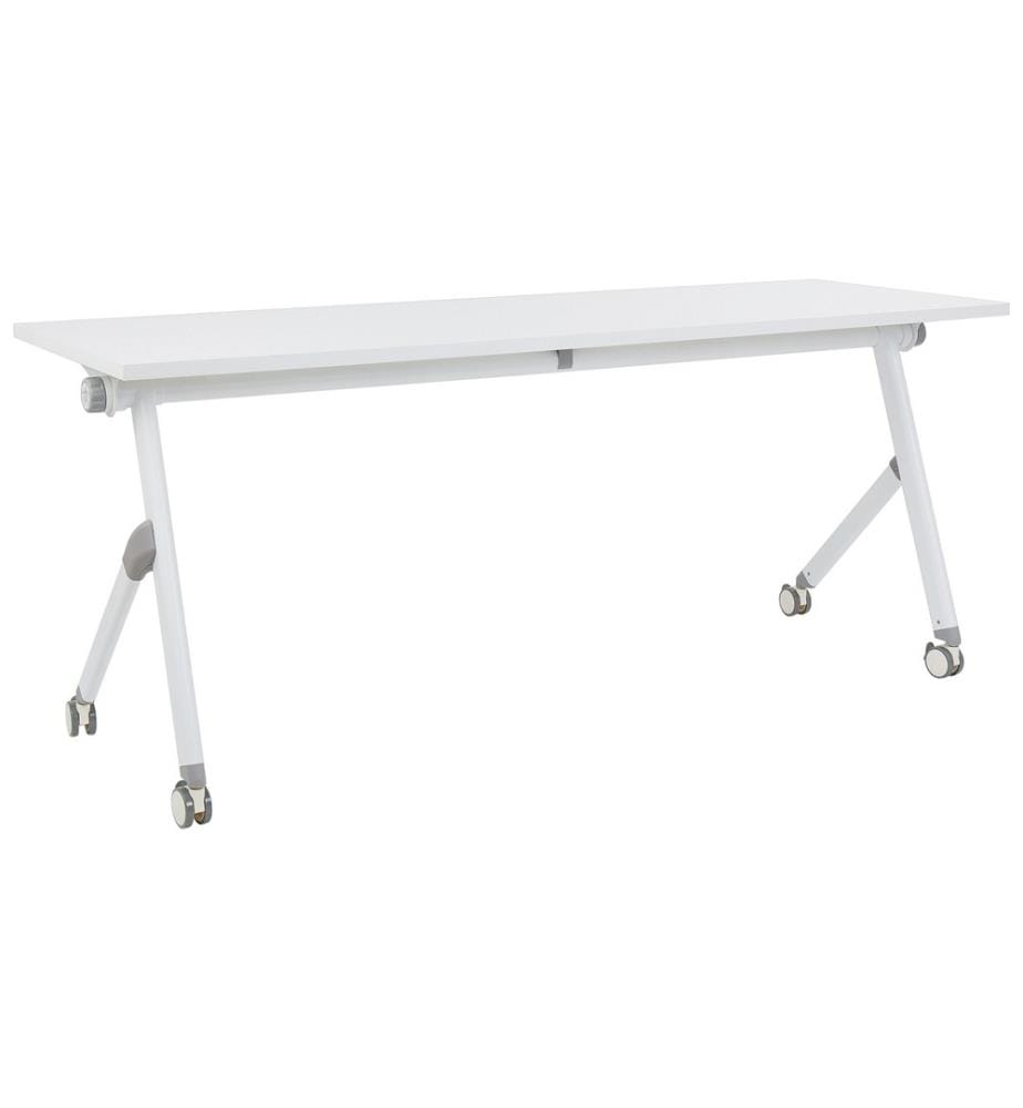 Bureau pliable BENDI Blanc 180 cm 60 cm avec roues