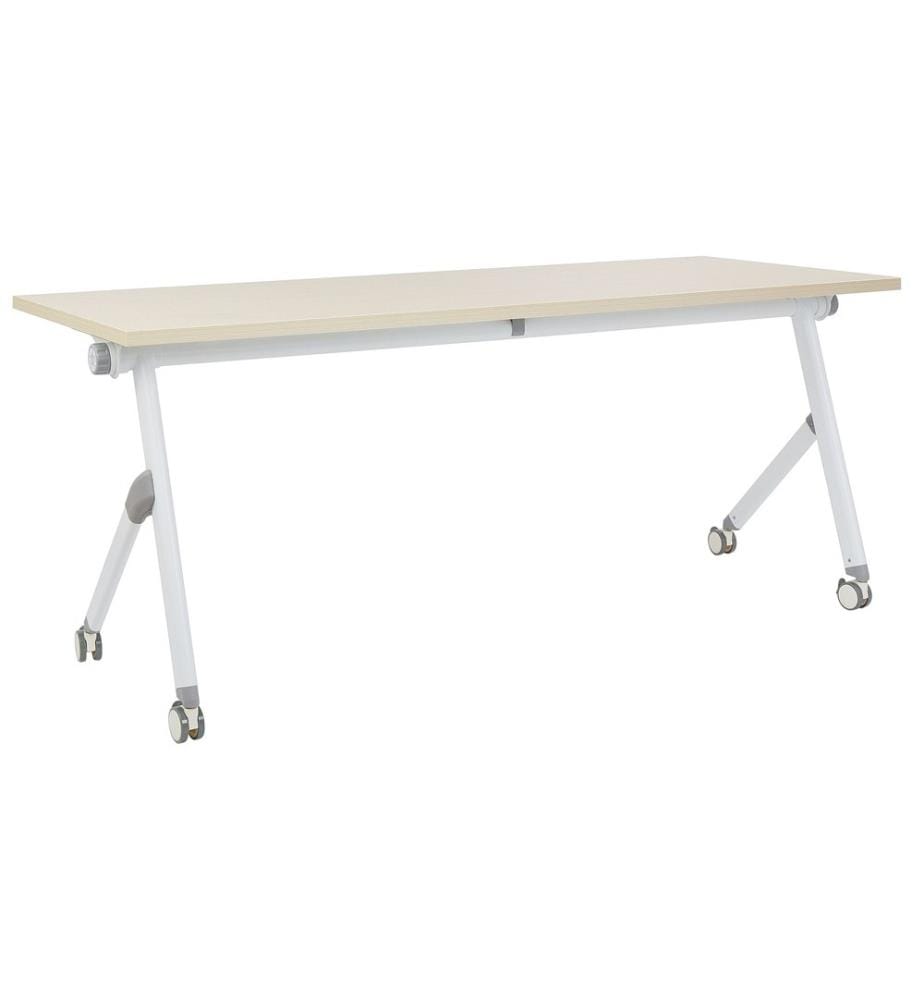 Bureau pliable BENDI Marron clair 180 cm 60 cm avec roues