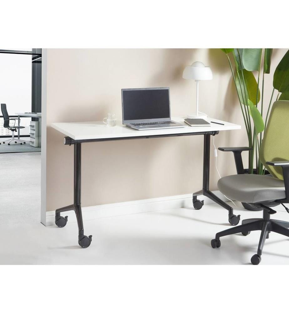 Bureau pliable CAVI Blanc 120 cm 60 cm avec roues