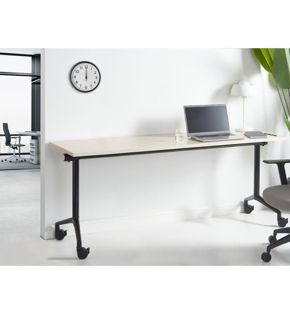 Bureau pliable CAVI Marron clair 180 cm 60 cm avec roues