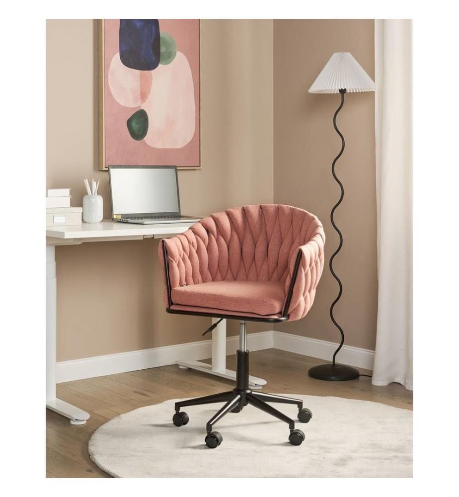 Chaise de Bureau Rose en Tissu Mobilier de Bureau Pivotant