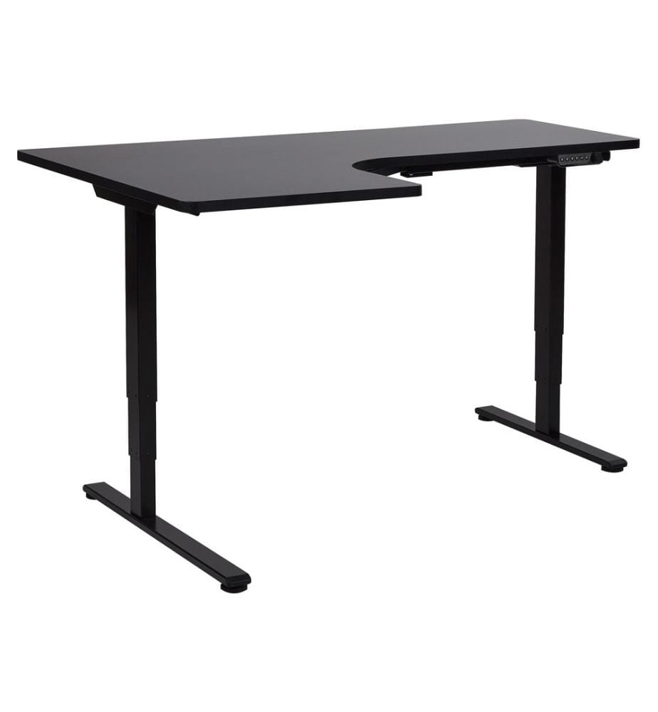 Bureau d'angle réglable électriquement DESTINES Noir 160 cm 109 cm Côté gauche