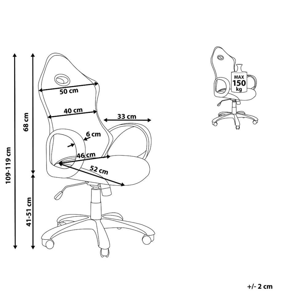 Bürostuhl Schwarz Wippfunktion Bürostuhl mit atmungsaktiver Netzbespannung Bequem Modernes Design