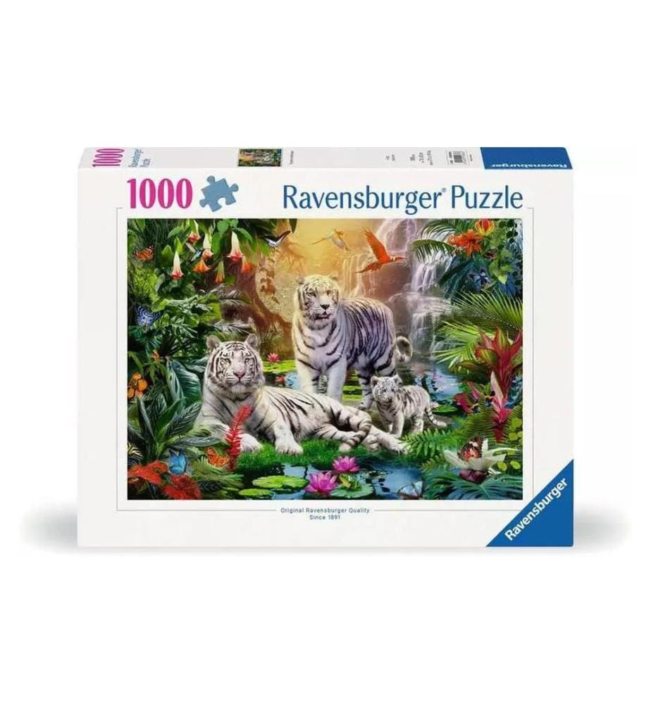 RAVENSBURGER - Puzzle Famille des tigres blancs 1000 pièces