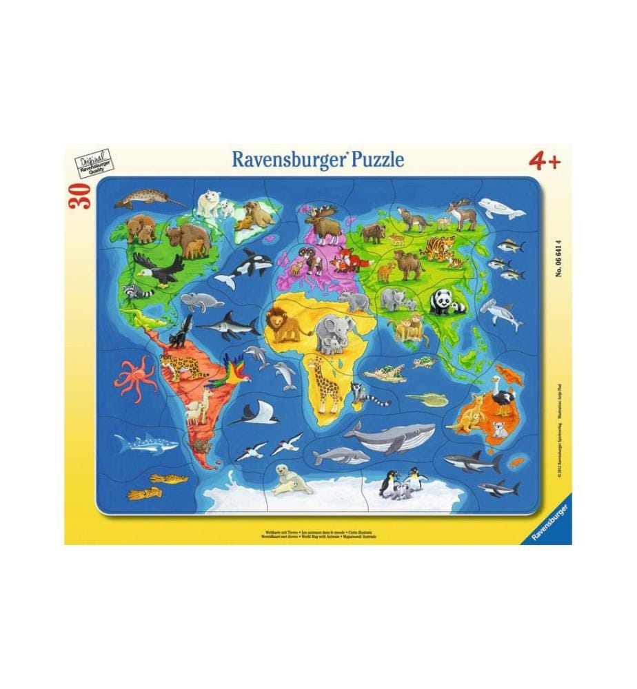 RAVENSBURGER - Puzzle Weltkarte mit Tieren