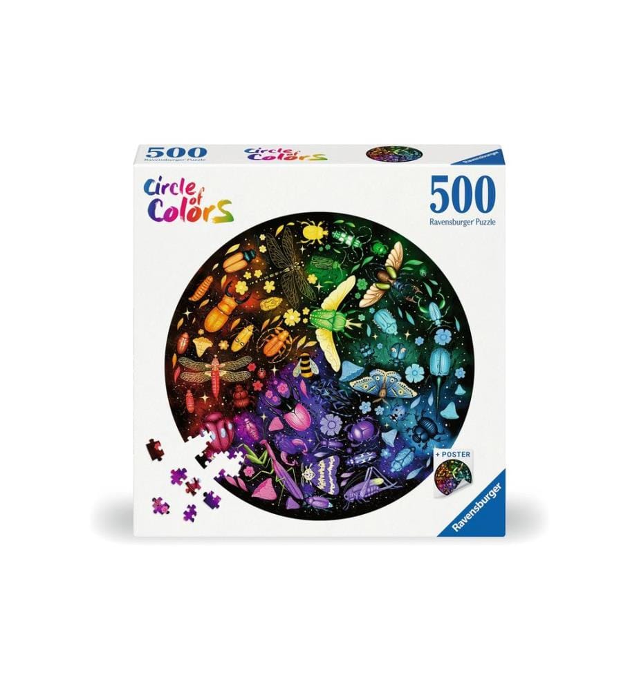 Ravensburger Puzzle Circle of colors – Insects 500 pièces, rond