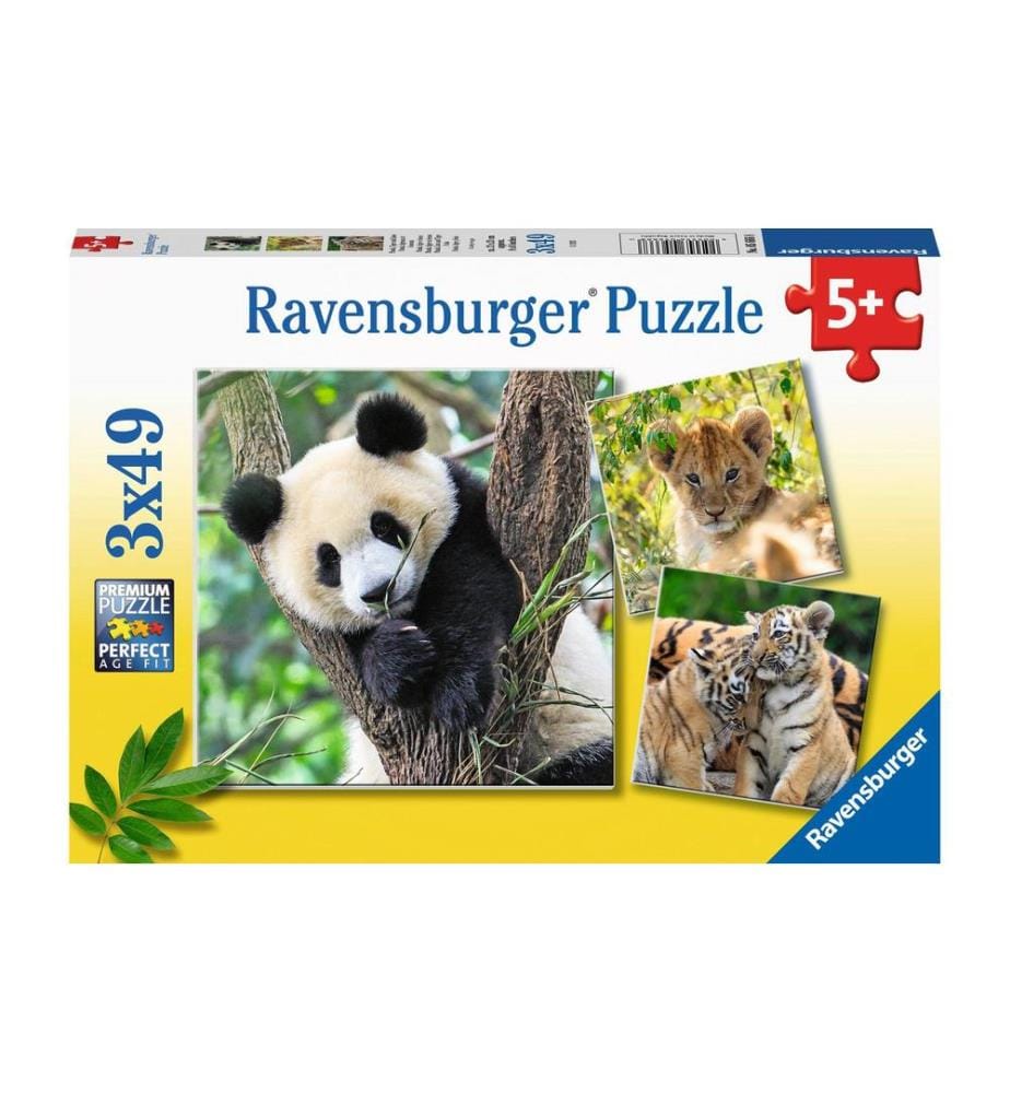 Ravensburger Puzzle Panda, Tiger und Löwe 3 x 49 Teile