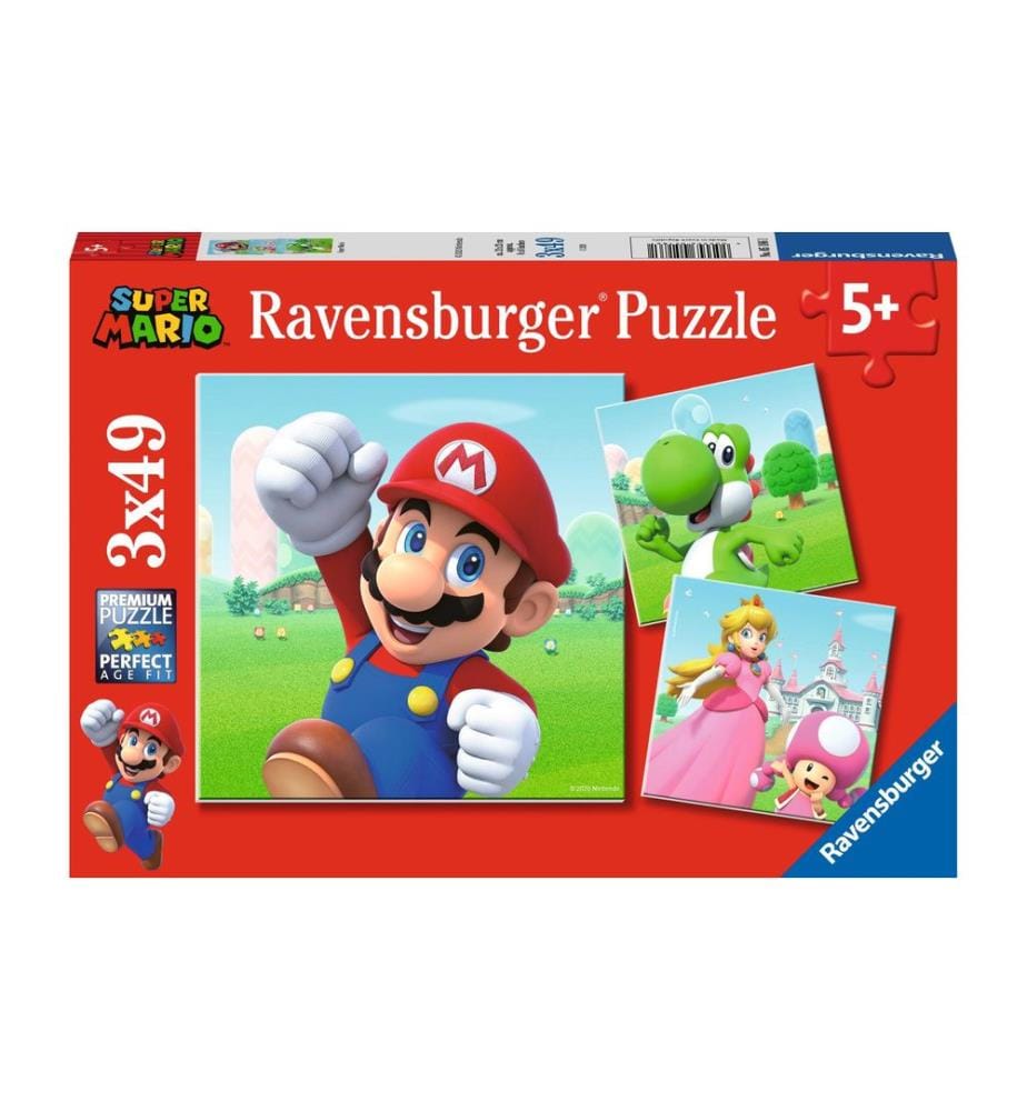 Ravensburger Puzzle Super Mario 3 x 49 pièces, avec mini-posters