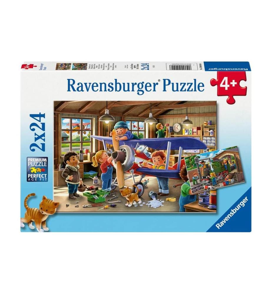Ravensburger Puzzle Eisenbahn- und Flugzeugservice 2 x 24 Teile