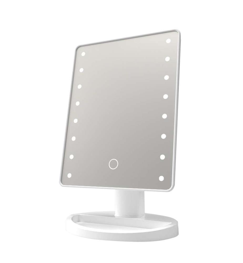 Make-up mirror with 16 LED lights Touch sensor, 180° rotation - White