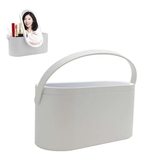 Spezieller LED-Make-up-Spiegel mit tragbarer Make-up-Organizer-Box - Weiss