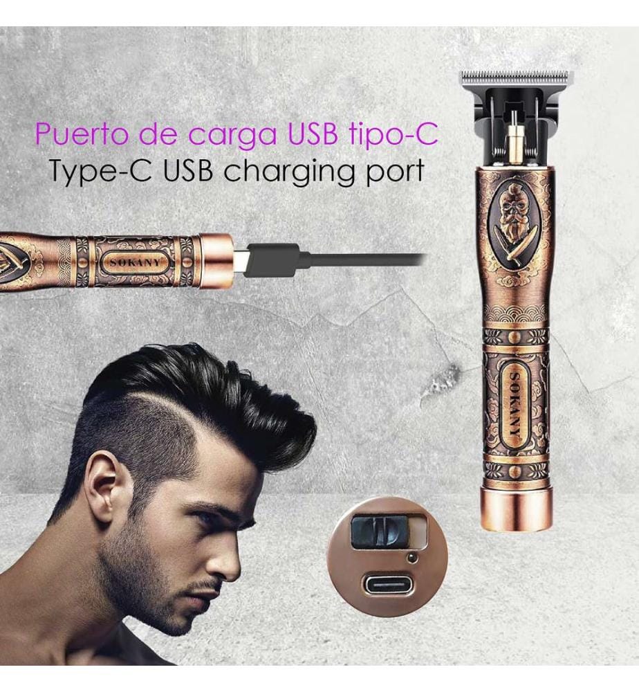 Tondeuse à cheveux et à barbe rechargeable 1200mAh Design ergonomique rétro - Rose Gold