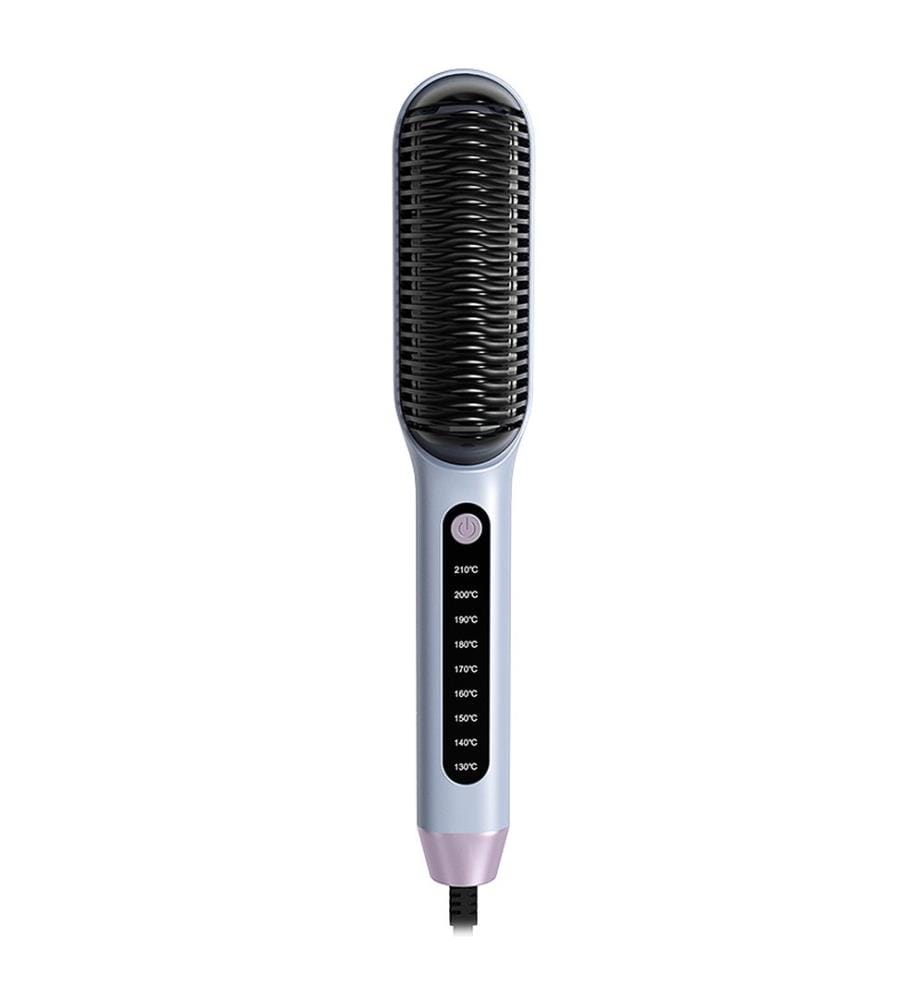 Hair straightening brush with negative ions and 30W - Light blue