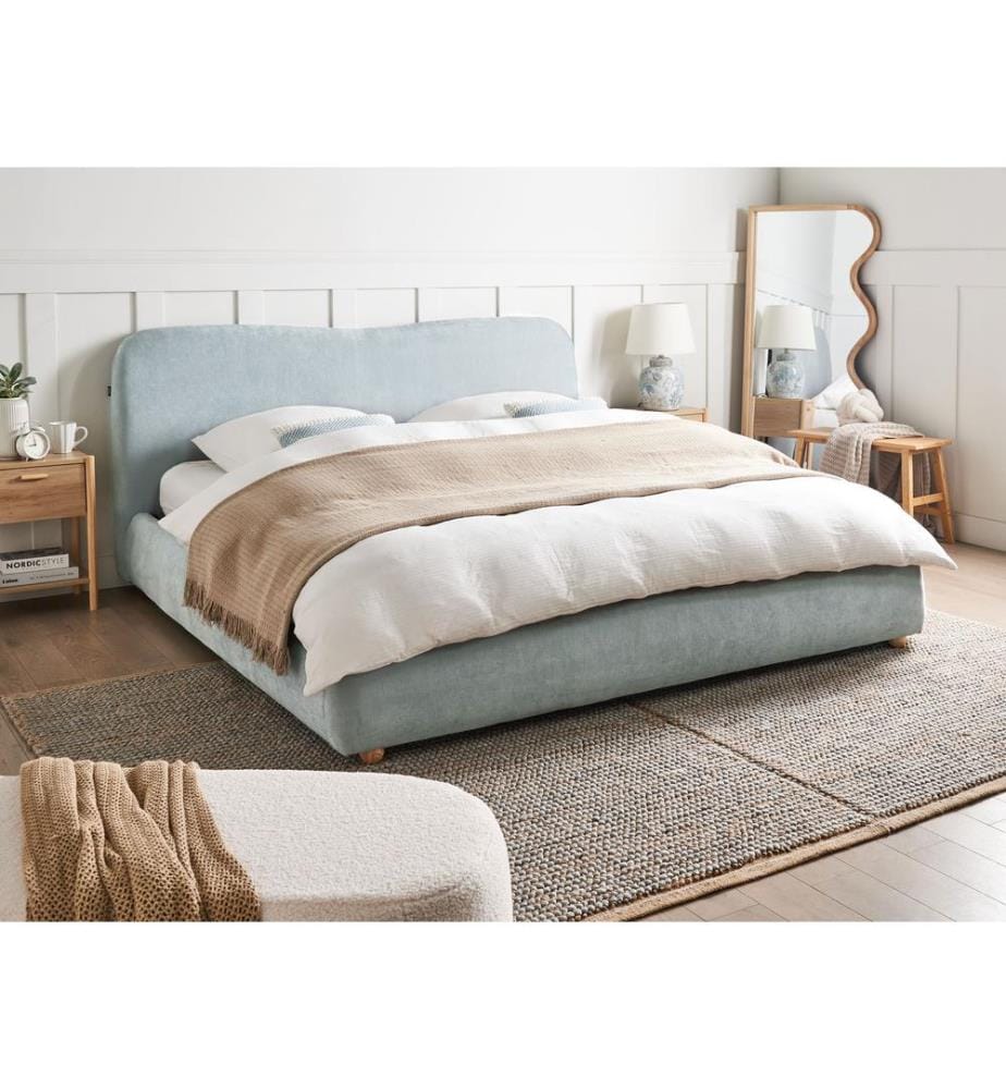 Lit ottoman Tissu BLAGNAC 180 x 200 cm Bleu clair