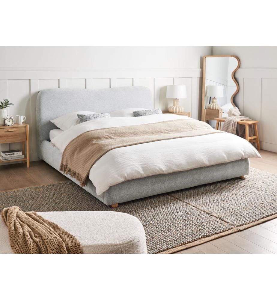 Lit ottoman Tissu BLAGNAC 160 x 200 cm Gris clair