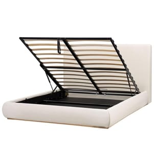 Letto contenitore Tessuto CAMPAGNE 160 x 200 cm Beige chiaro