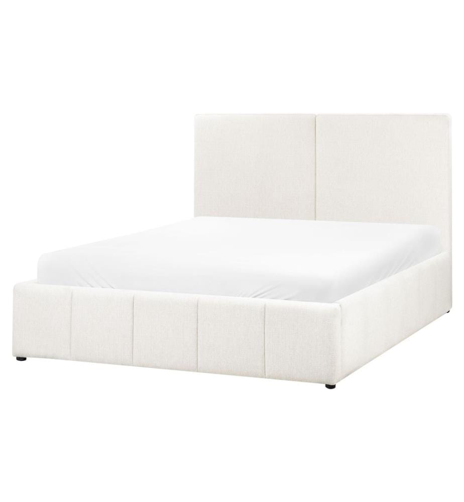 Lit ottoman Tissu CASTELNAVET 160 x 200 cm Blanc cassé