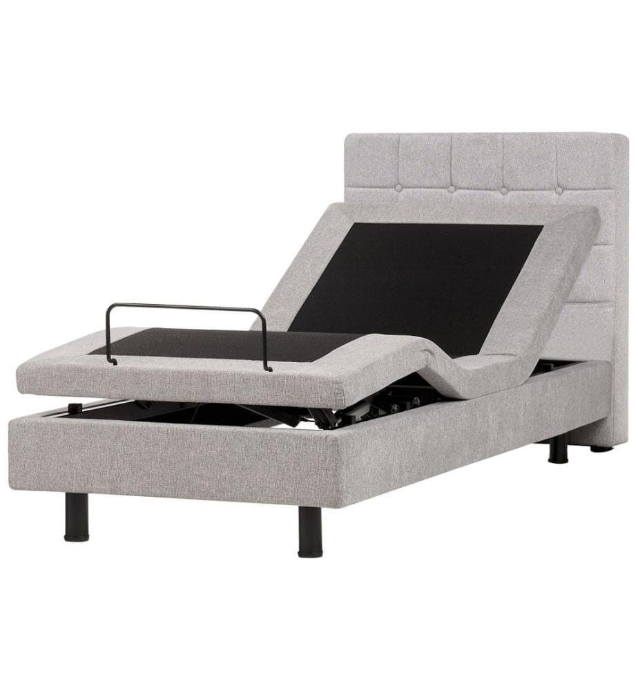 Lit réglable Tissu DUKE 90 x 200 cm Gris clair
