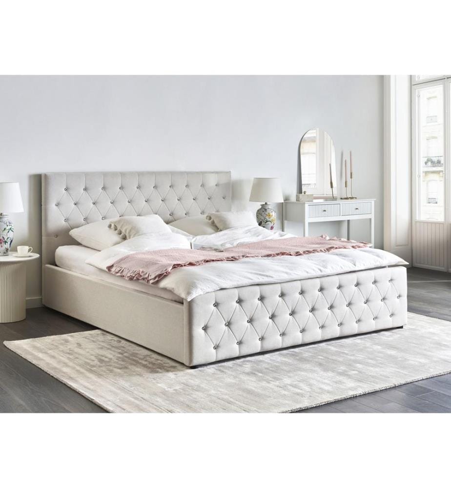Lit ottoman Tissu AMIENS 180 x 200 cm Beige