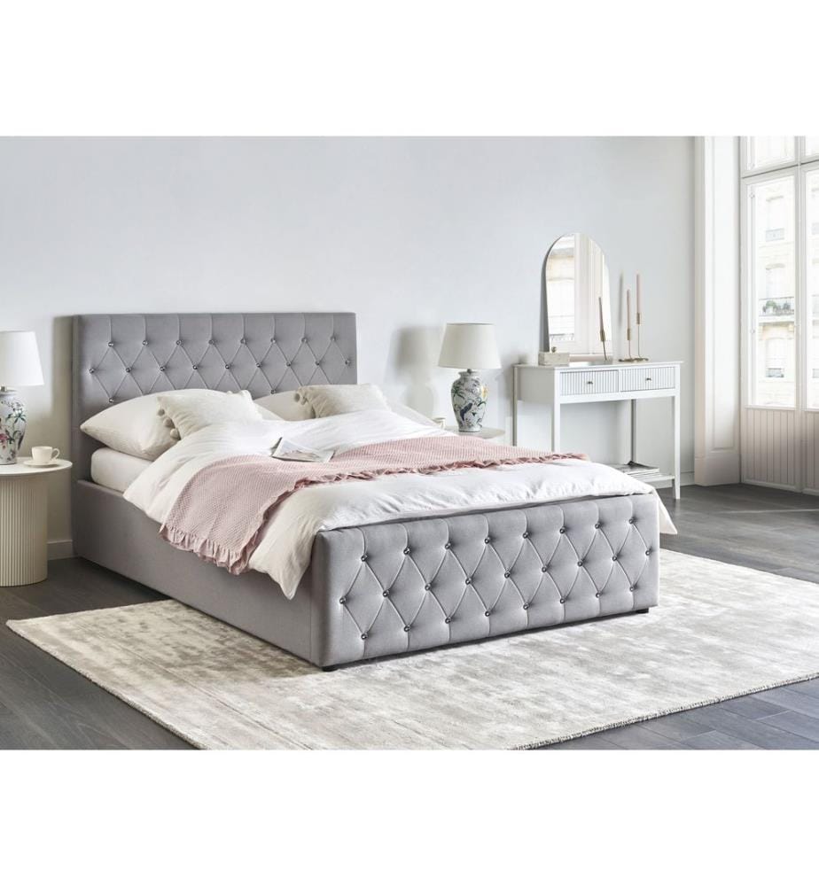 Lit ottoman Tissu AMIENS 140 x 200 cm Gris clair