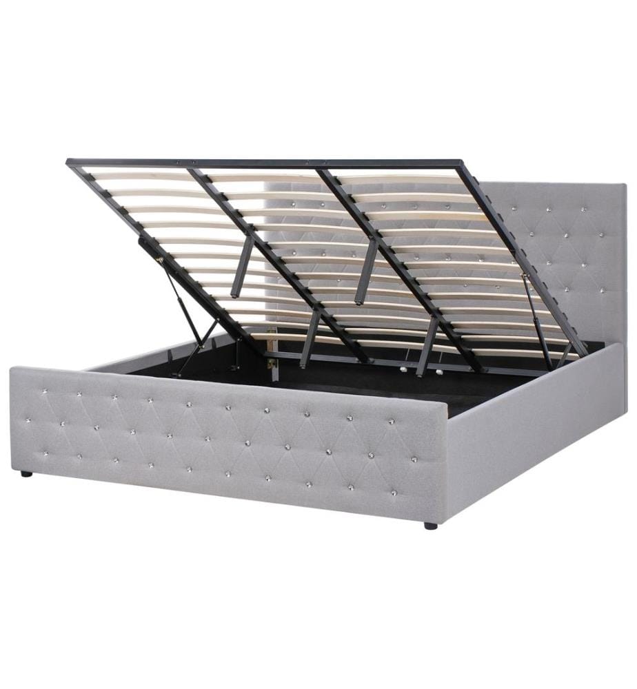 Lit ottoman Tissu AMIENS 180 x 200 cm Gris clair