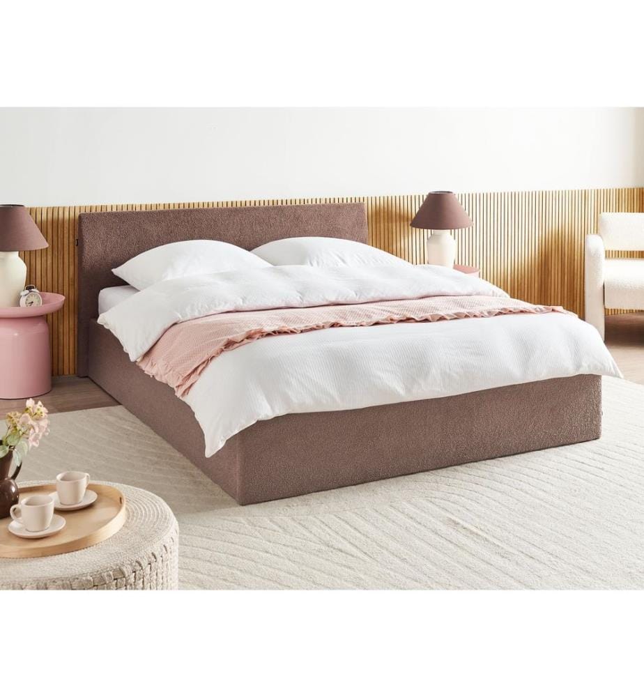 Lit ottoman Bouclé ORBEY 180 x 200 cm Marron
