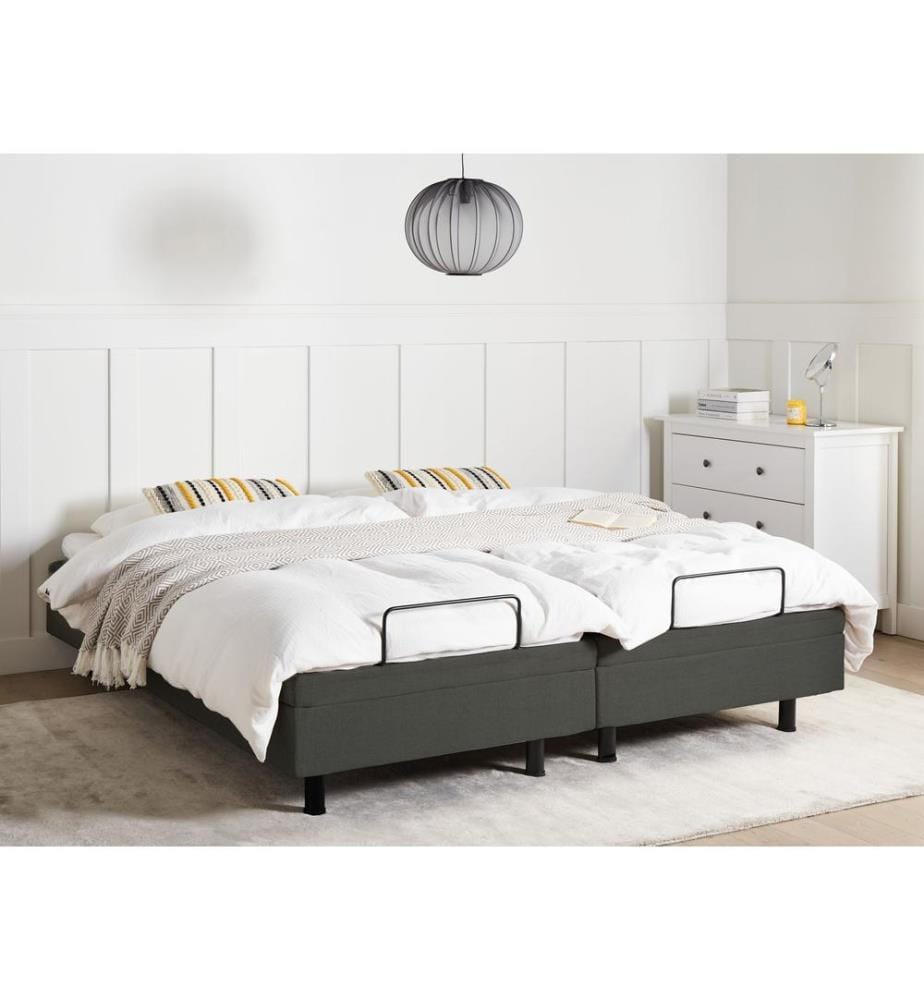 Adjustable Bed without Headboard Fabric CASTELLAN 180 x 200 cm (EU Super King) Dark Grey