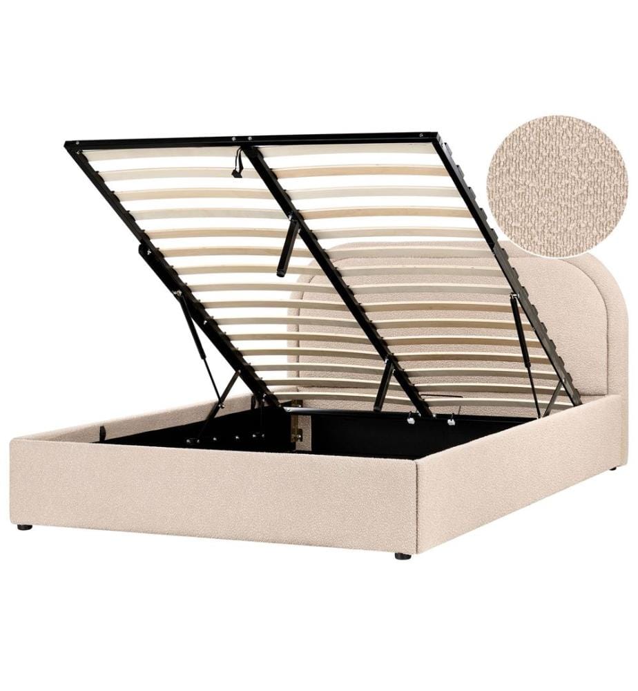 Lit ottoman Bouclé QUILLIEN 140 x 200 cm Beige
