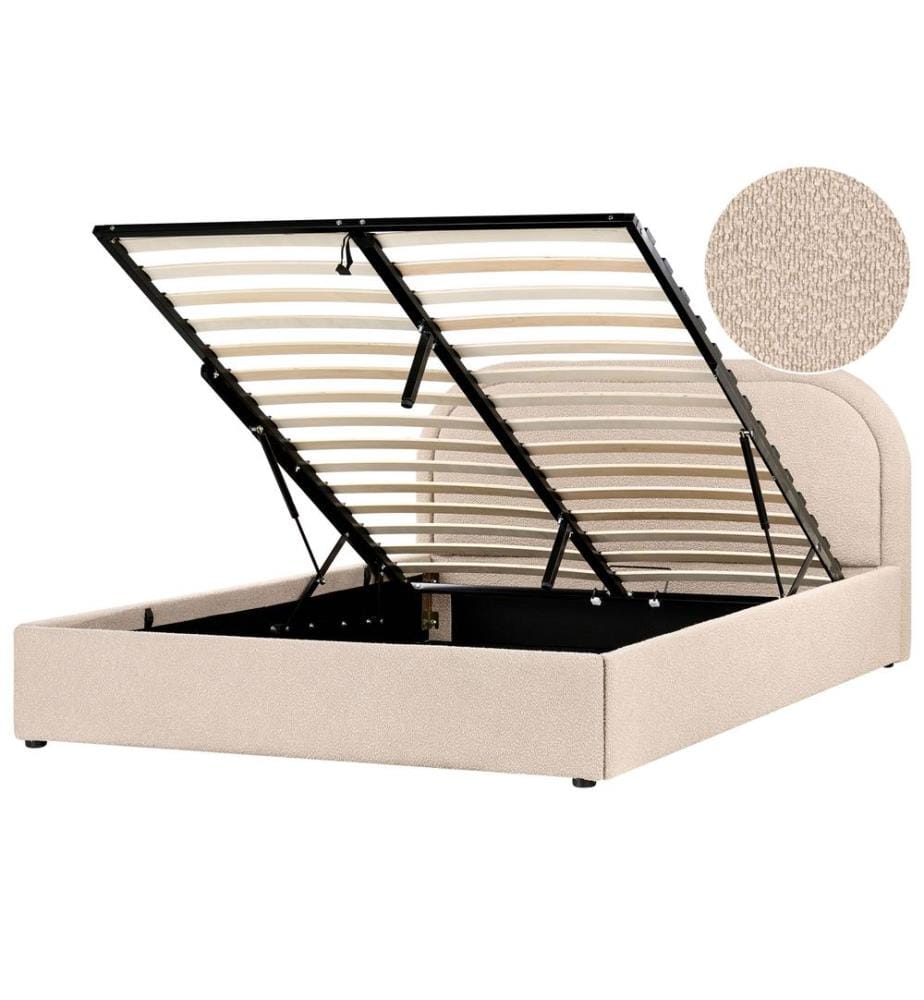 Lit ottoman Bouclé QUILLIEN 160 x 200 cm Beige