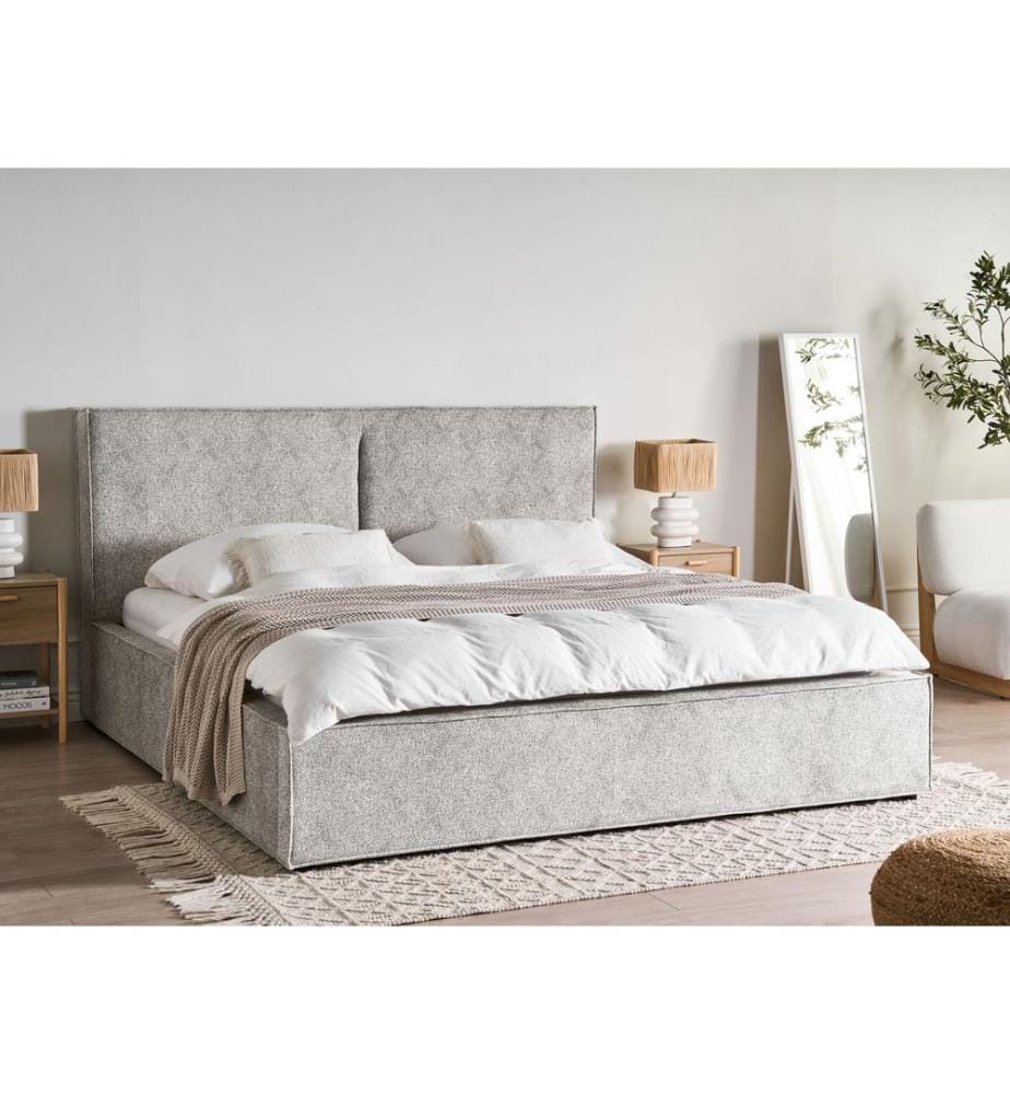 Lit ottoman Velours tricoté MOISSAC 180 x 200 cm Noir/blanc