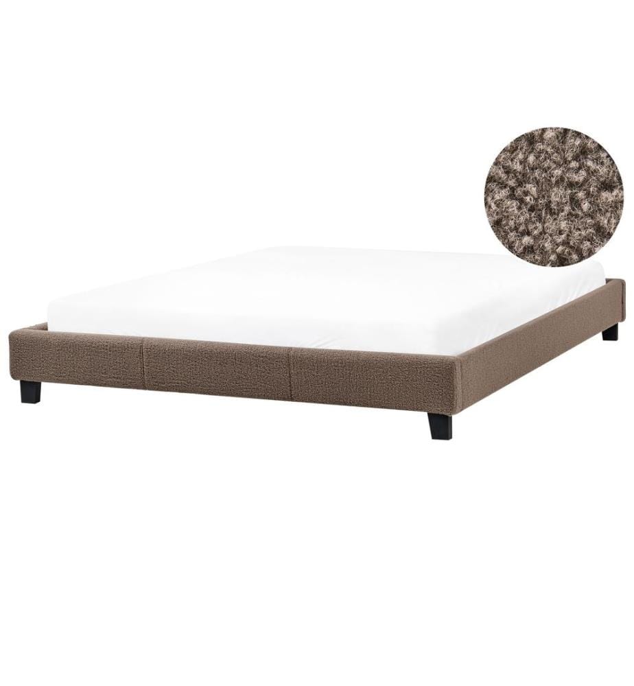 Lit sans tête de lit Bouclé ROANNE 180 x 200 cm Taupe