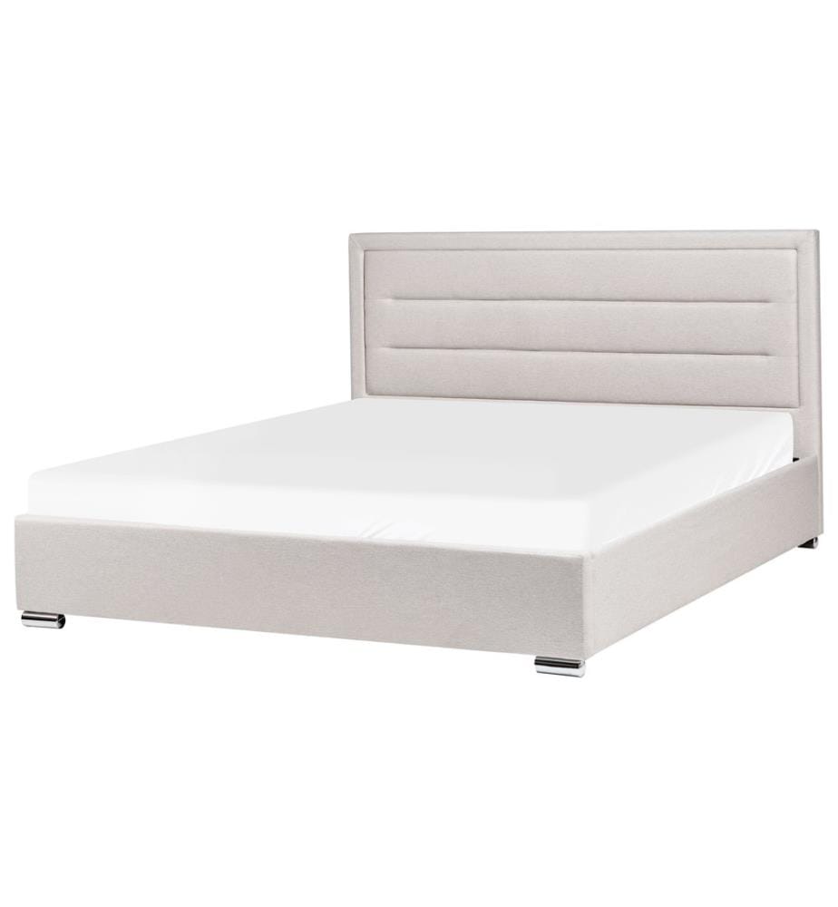 Lit ottoman Tissu ROUEN 180 x 200 cm Beige clair
