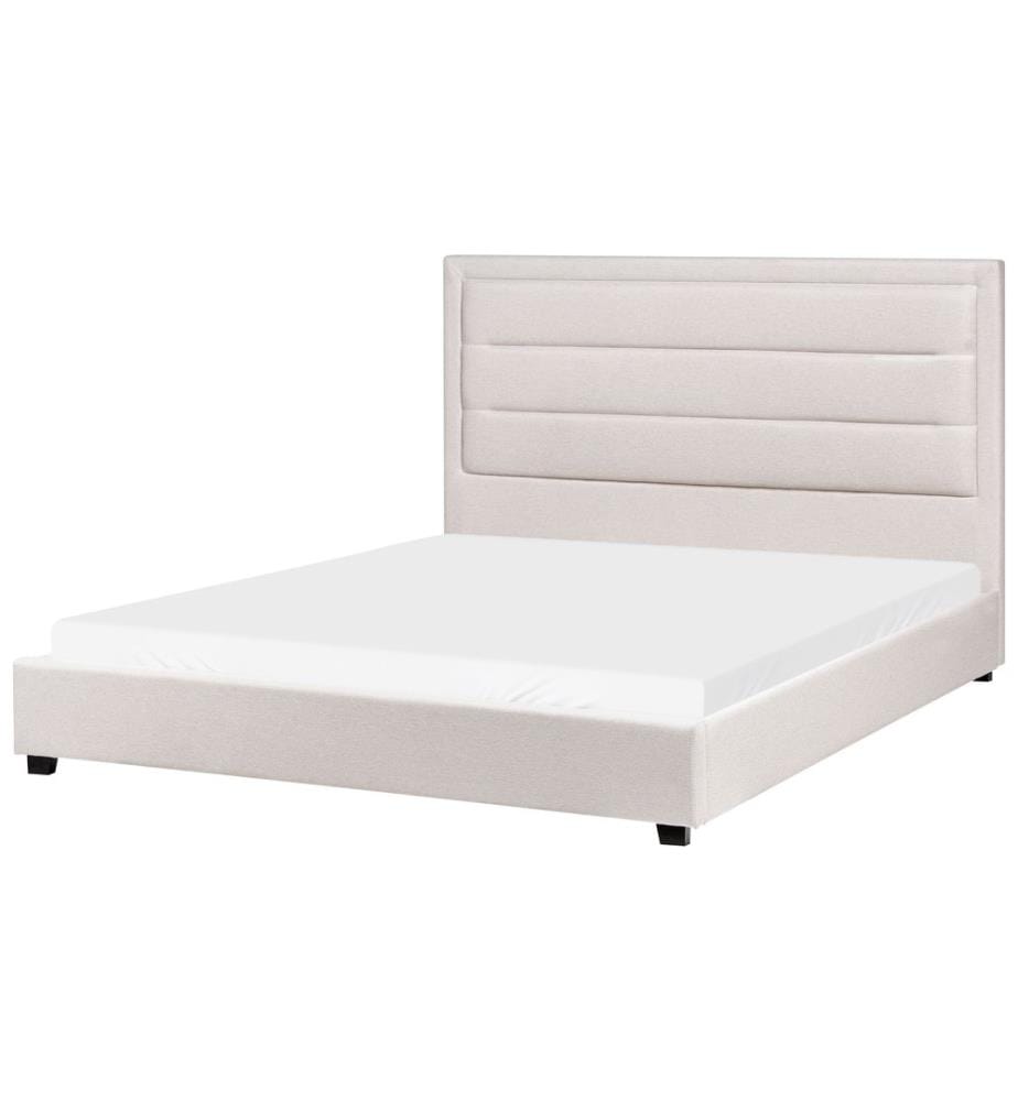 Lit avec sommier Tissu ROUEN 160 x 200 cm Beige clair