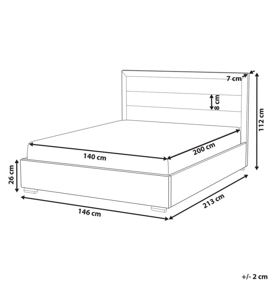 Lit avec sommier Velours ROUEN 140 x 200 cm Gris foncé