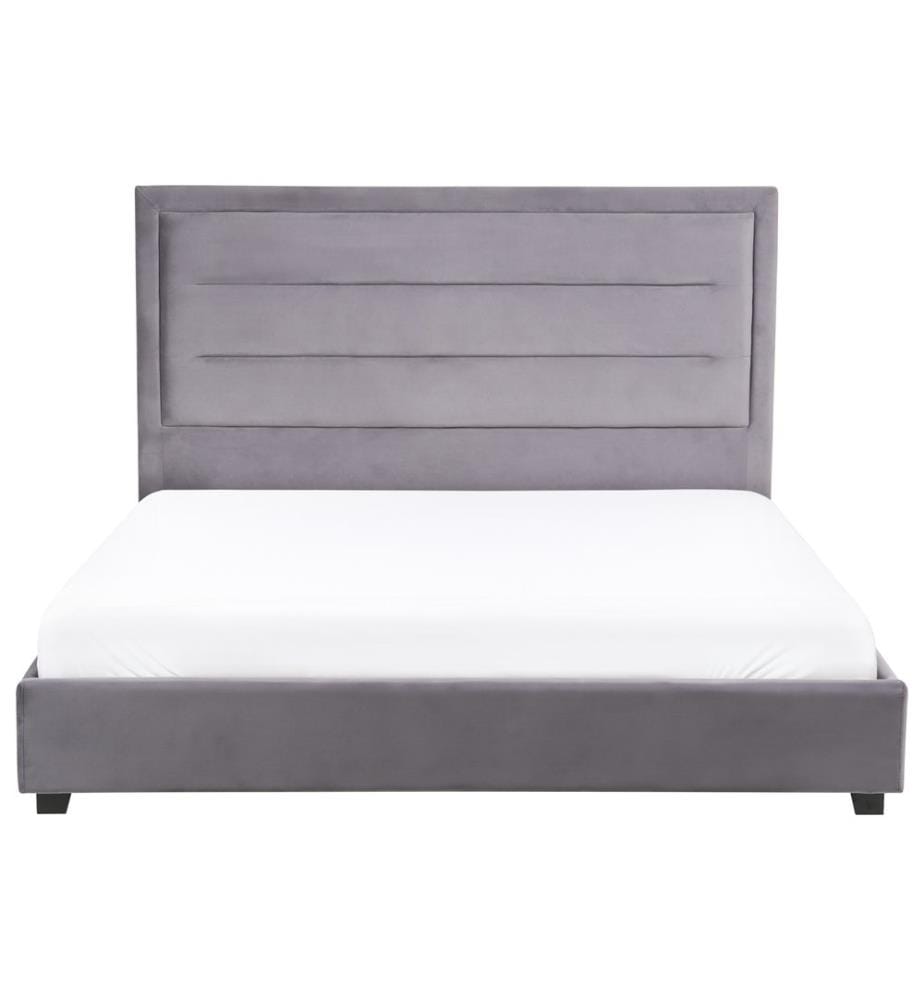 Lit avec sommier Velours ROUEN 160 x 200 cm Gris foncé