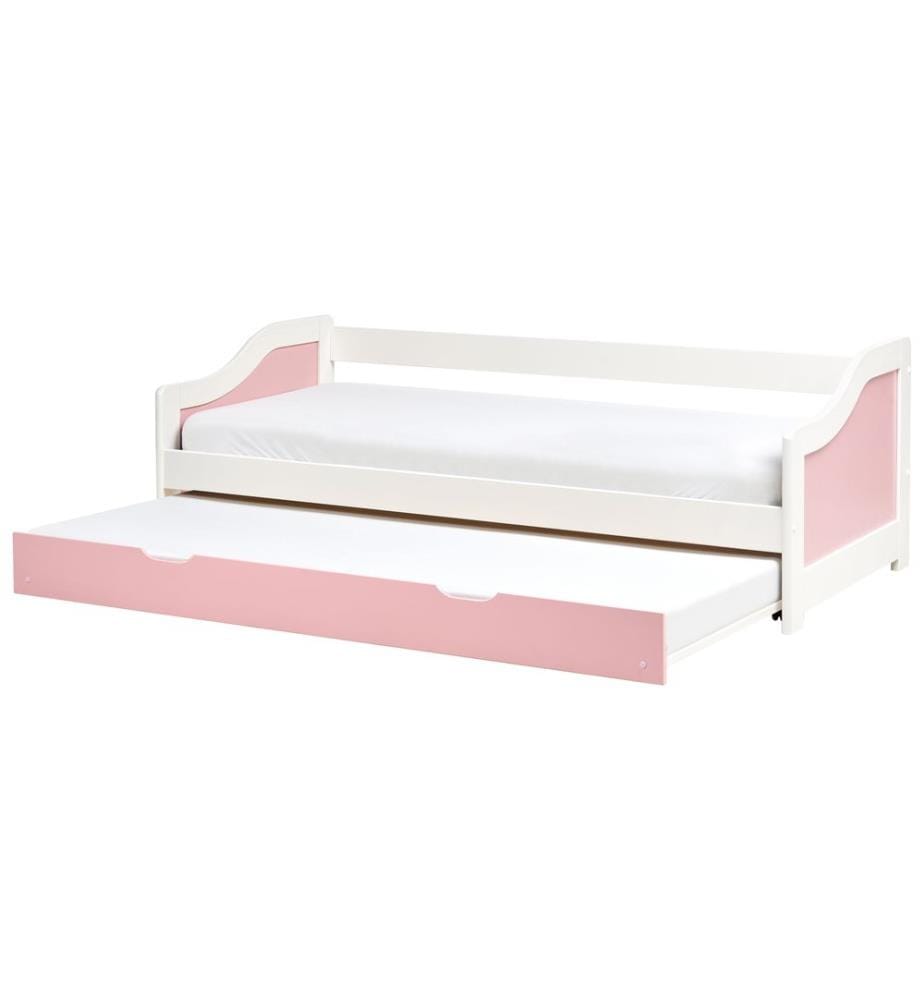 Lit gigogne Bois de pin LUNERAY 90 x 200 cm Rose
